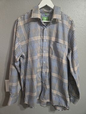 Forsyth Of Canada Blue & Brown Plaid Dress Shirt Size XL